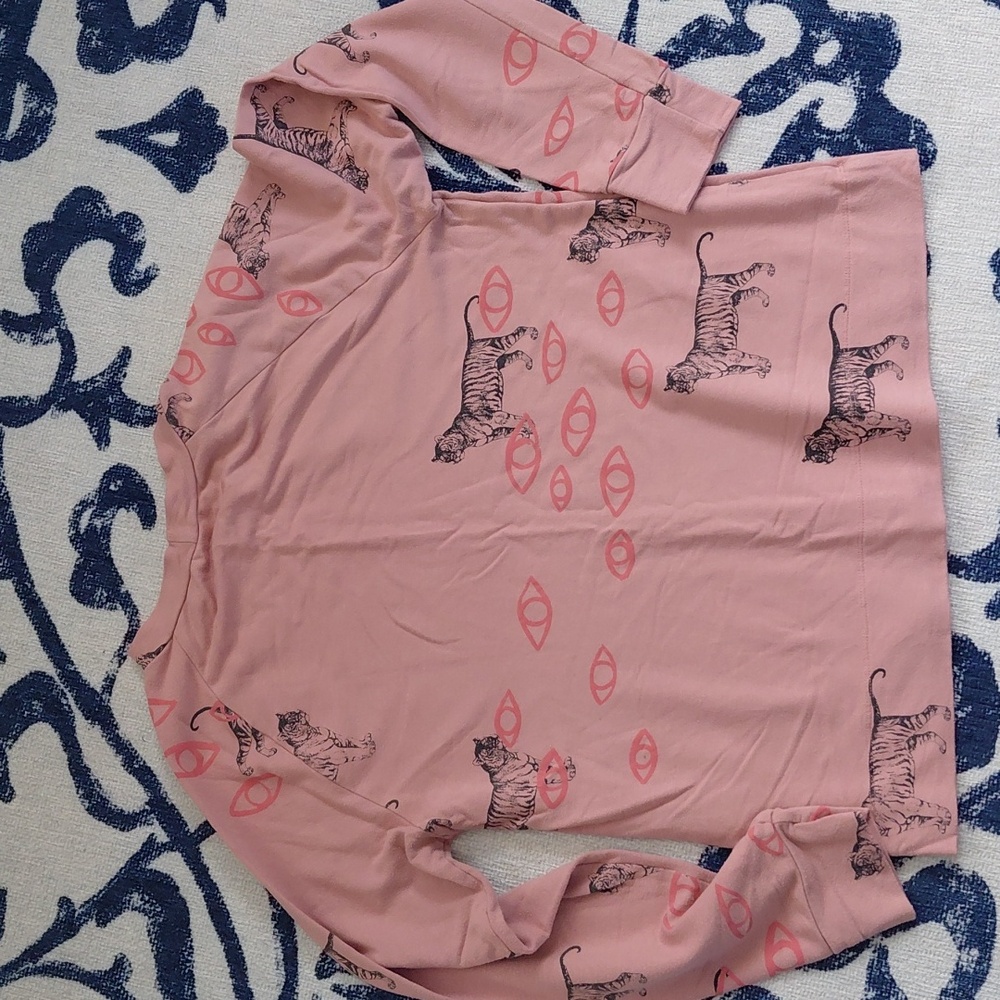 Women's Long Sleeve Pink Tiger Print Tee - Picture 2 of 8